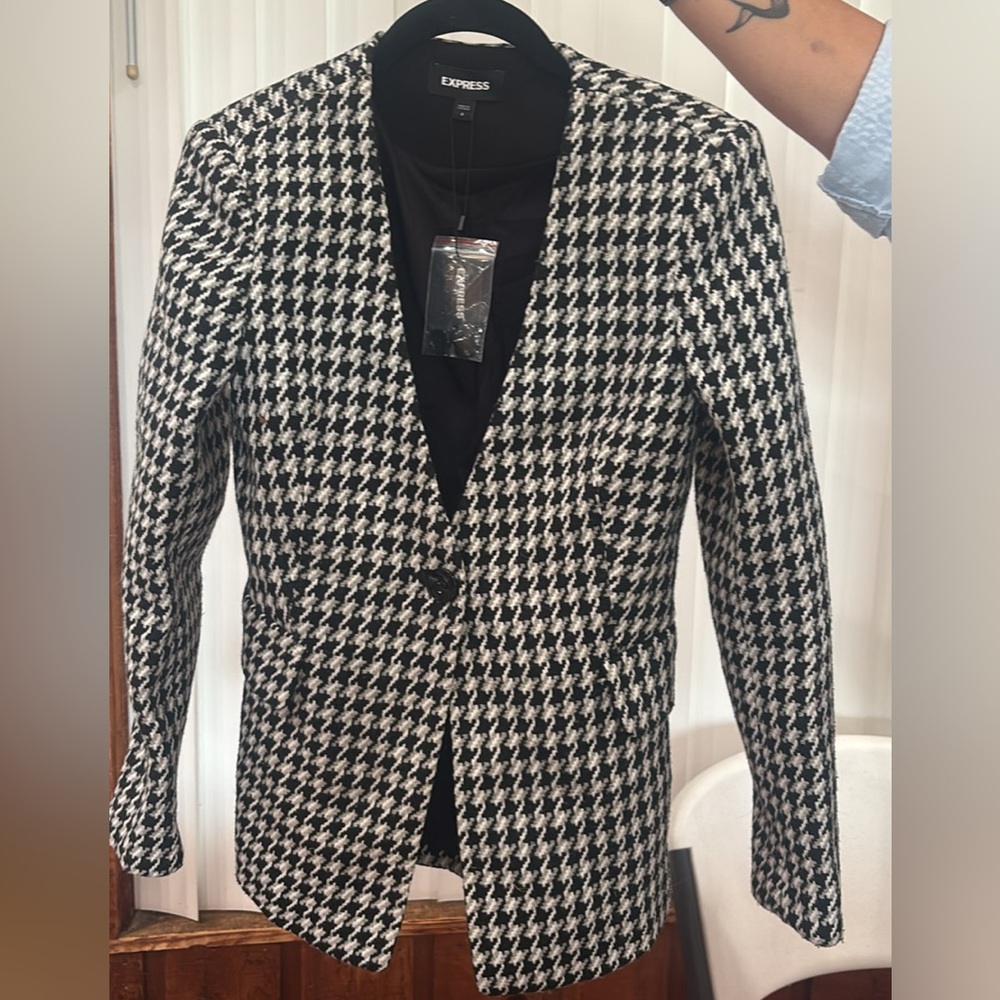 Express Black and White Checkered Blazer